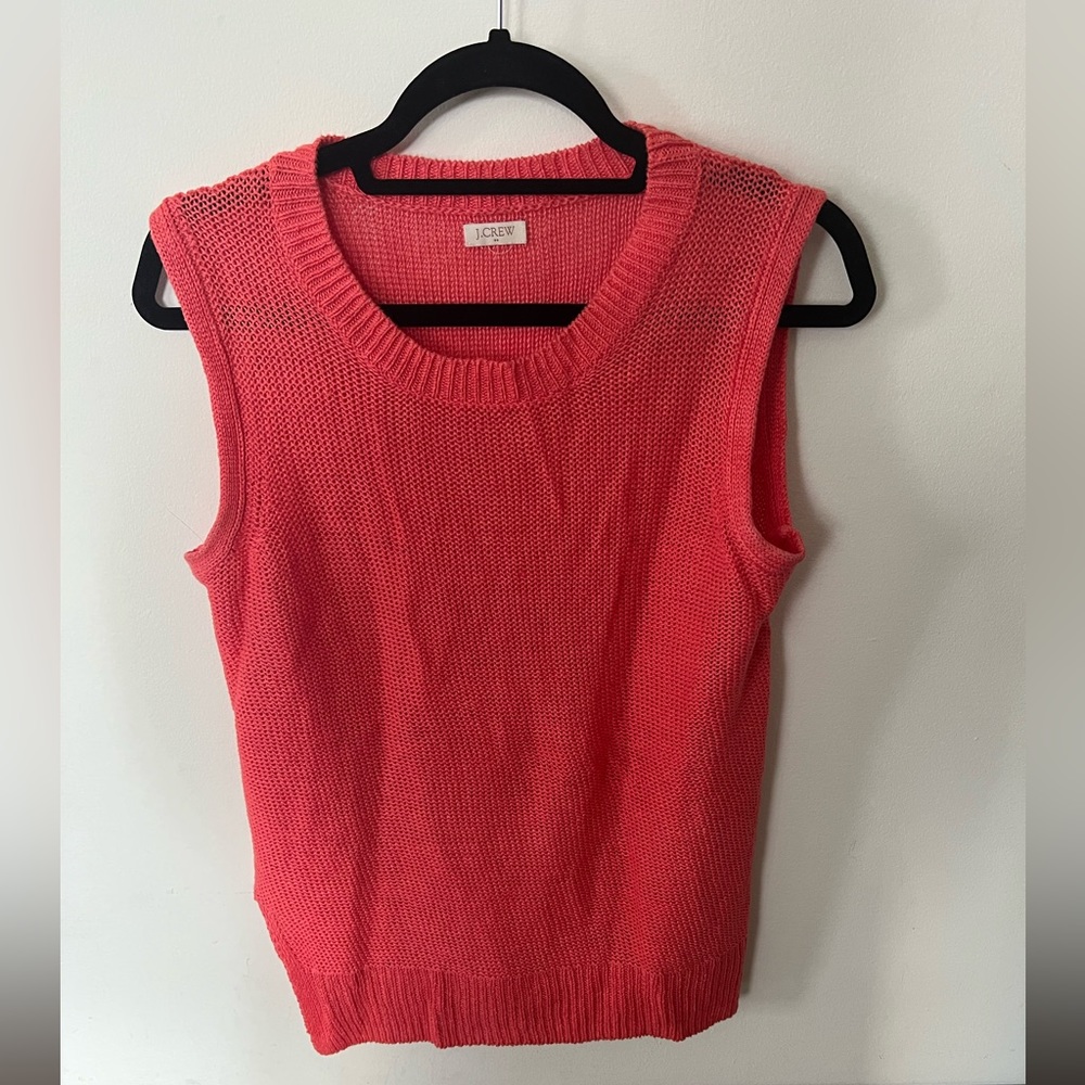 J. Crew 100% Linen Open Knit Sleeveless Top - M, Coral
